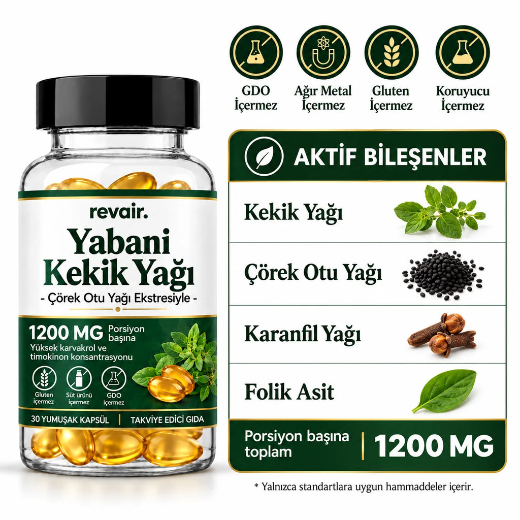 Revair 14 Günde Etkili Yabani Kekik, Çörek Otu ve Karanfil Yağı Softjel