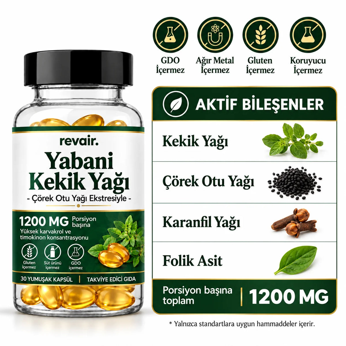 Revair 14 Günde Etkili Yabani Kekik, Çörek Otu ve Karanfil Yağı Softjel