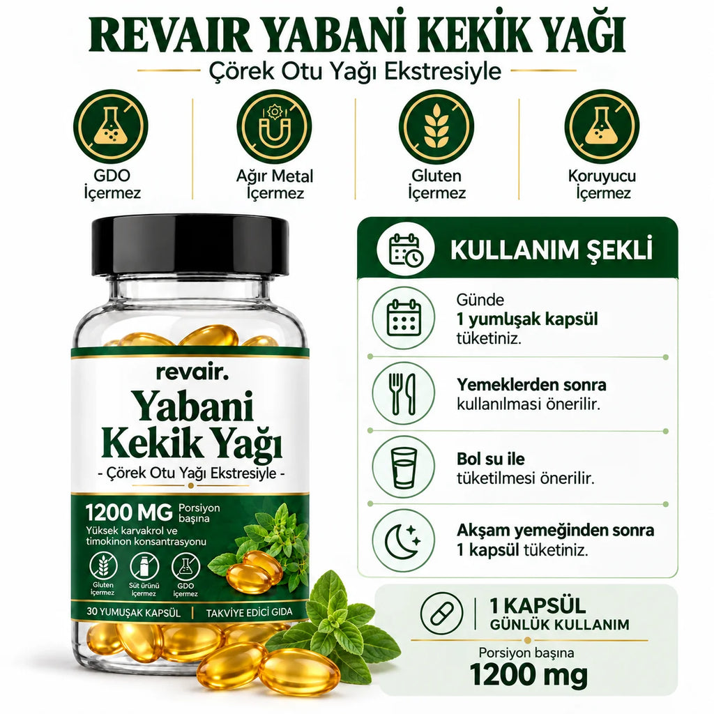 Revair 14 Günde Etkili Yabani Kekik, Çörek Otu ve Karanfil Yağı Softjel